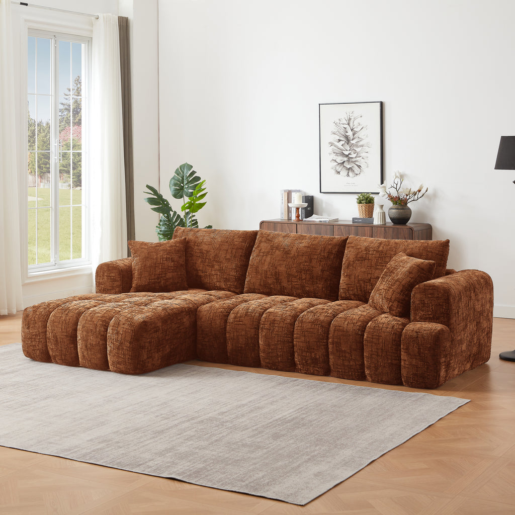 Chenille L-Shape Luxury Sectional Oversized Sofa,Mnimalist Design,Comfy Sleeper Couch for Living Room,Apartment&Reception Spaces,No Assembly Required - Grand Goldman Shop