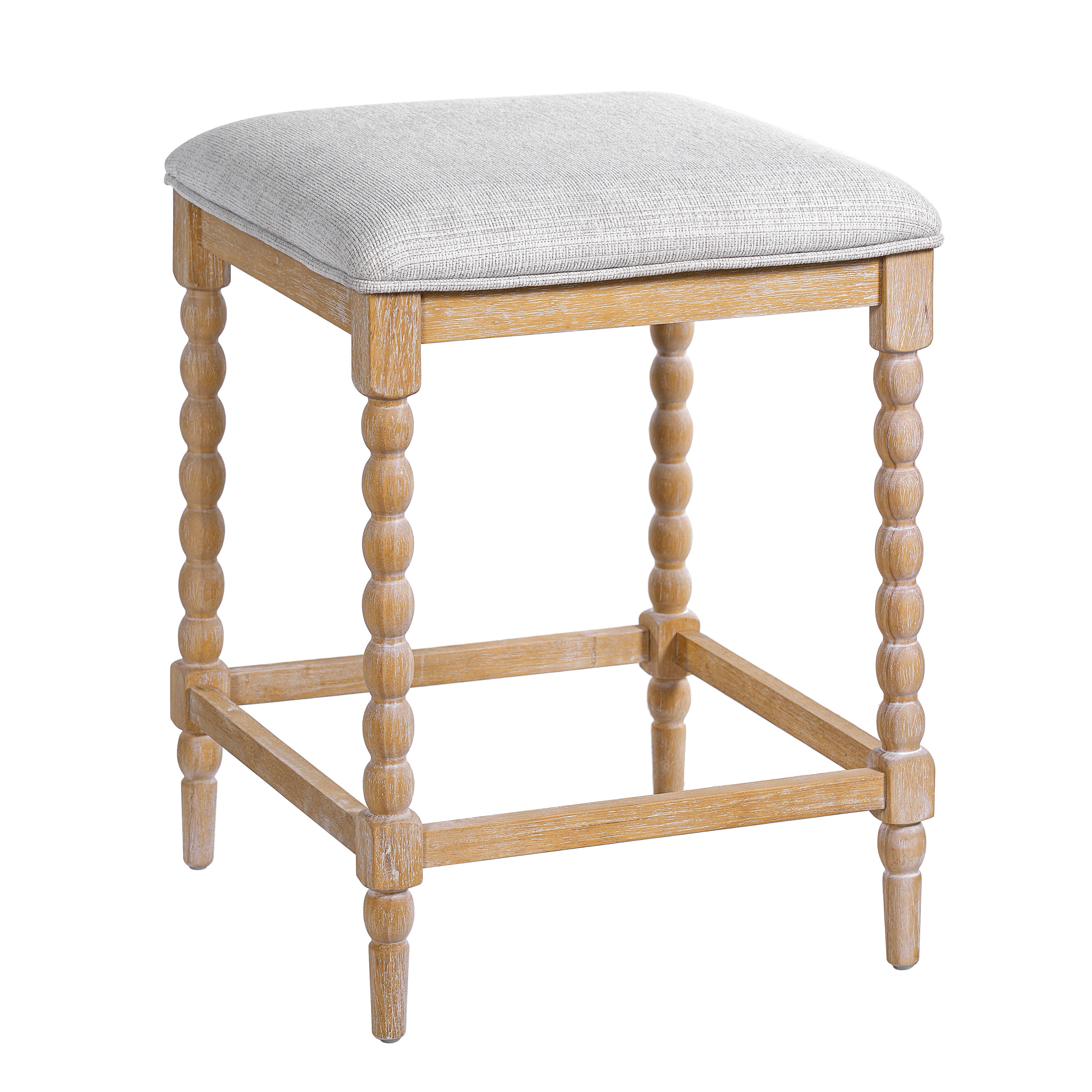 26''Counter Stools,Set of 2 with Upholstered Seat, Solid Acacia wood Frame, Foam-Padded Seat, Open Airy Design for Kitchen Island and Bar, Natural - Grand Goldman Shop