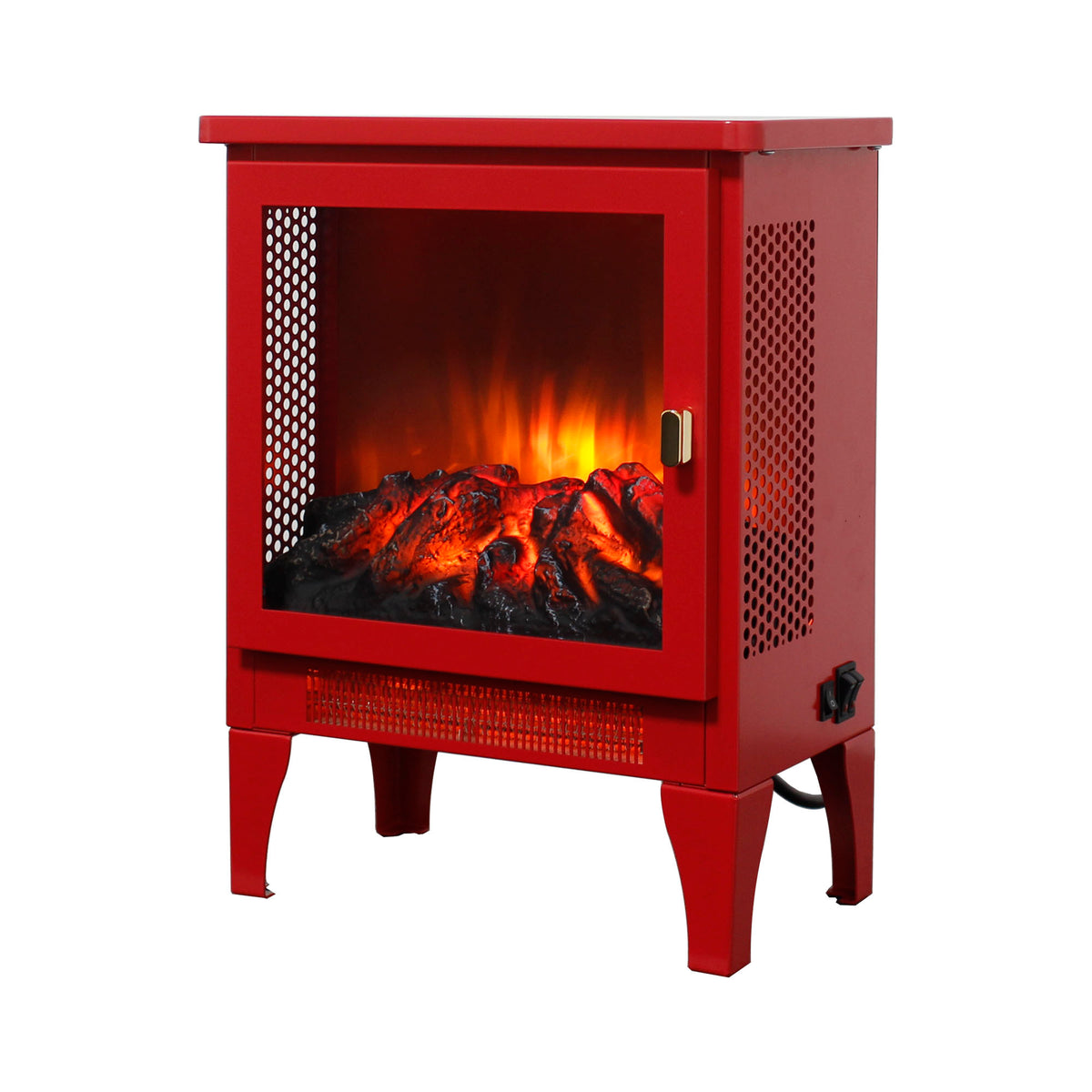 18 inch Freestanding Electric Fireplace Stove heater with 3D Flame effect,Classic Red - Grand Goldman Shop