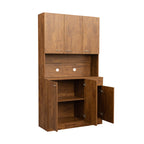 70.87' Tall Wardrobe& Kitchen Cabinet, with 6-Doors, 1-Open Shelves and 1-Drawer for bedroom,Walnut - Grand Goldman Shop