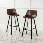 Set of 2 30' Dax Faux Leather Barstool Brown - Grand Goldman Shop