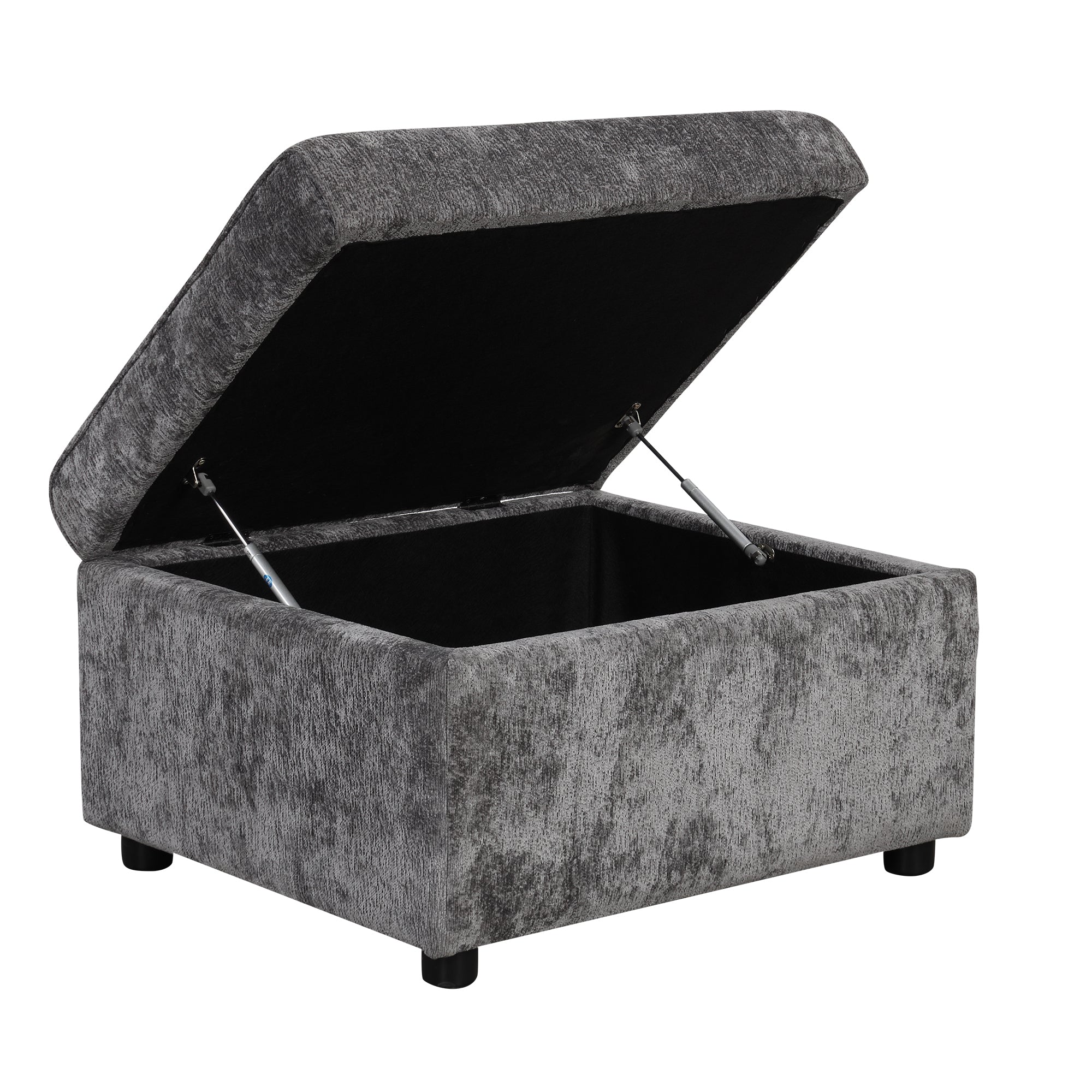 Modern Sectional Sofa Pull-out Sleeper with Storage Ottoman, USB Charging, Grey Tweed Chenille, 112.2' - Grand Goldman Shop
