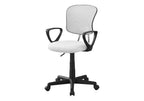 Office Chair, Adjustable Height, Swivel, Ergonomic, Armrests, Computer Desk, Work, Juvenile, White Mesh, Black Metal, Contemp