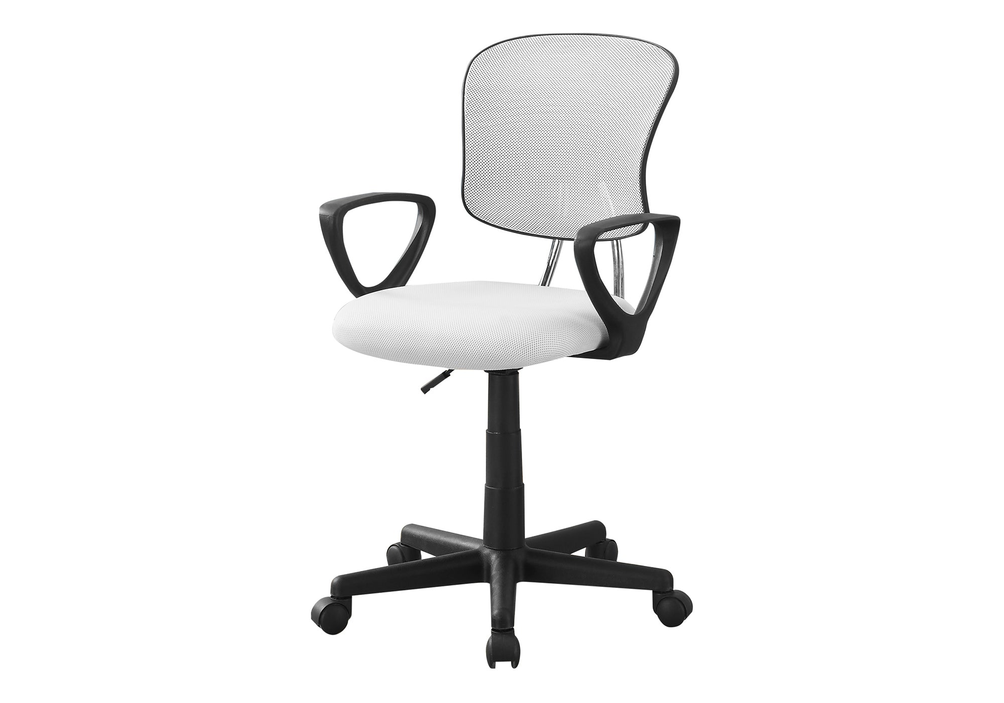 Office Chair, Adjustable Height, Swivel, Ergonomic, Armrests, Computer Desk, Work, Juvenile, White Mesh, Black Metal, Contemp