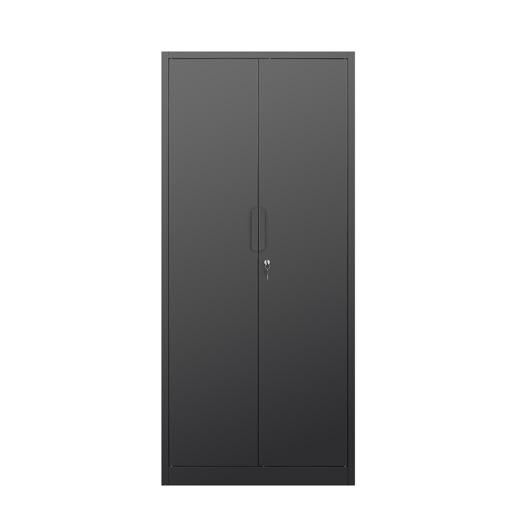 70-Inch Black 2-Door File Cabinet with Lock, 4 Adjustable Shelves, Heavy-Duty Steel Construction for Commercial and Home Offi