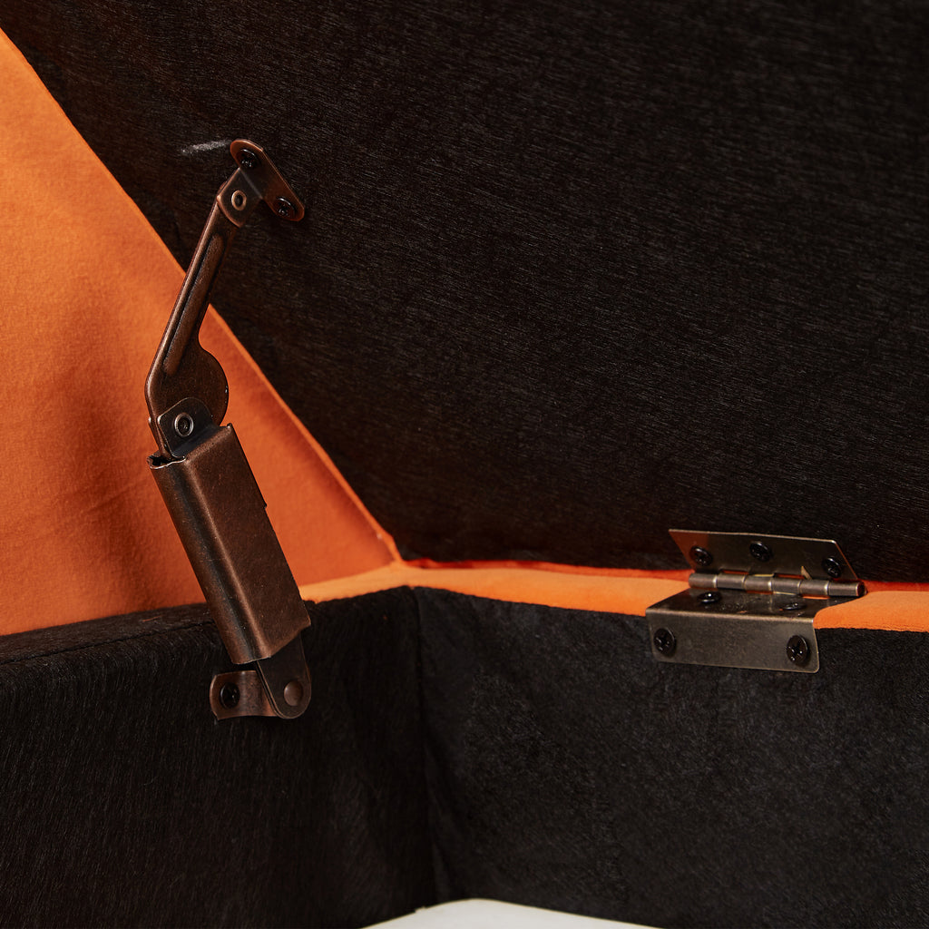 51.5' Bed Bench with Storage Orange Velvet - Grand Goldman Shop