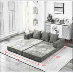 Comfy Convertible Folding Mattress Couch, Floor Sofa Bed, Chenille Floor Sofa with Armrest, Floor Sofa Lounge Couch for Living Room Bedroom Lounge Studio-Green - Grand Goldman Shop