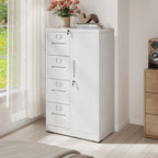 Metal Storage Vertical Filing Cabinet with Lock, Steel File Locker with 4 Drawers and 1 door for School, Living Room, Bedroom