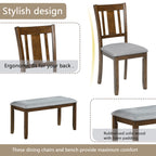6PCs Kitchen Dining Set, Rectangular Wooden Dining Table with 4 Upholstered Chairs and a Bench, Dining Table Set for 6 People, Living Room, Home Bar and Kitchen, Walnut - Grand Goldman Shop