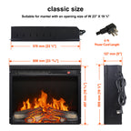 23 inch electric fireplace insert, ultra thin heater with log set & realistic flame, remote control with timer, overheating protection - Grand Goldman Shop