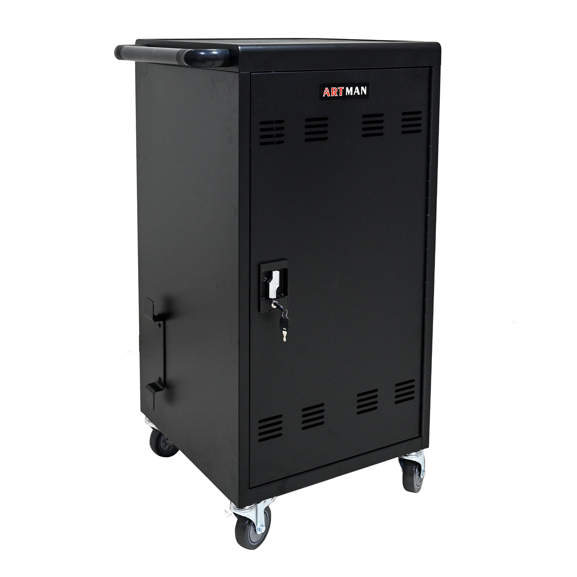 45 Bay Mobile School Charging Cart Station for Chromebook, Tablet and Laptop Computer with Power Strip Included - Black | Pre