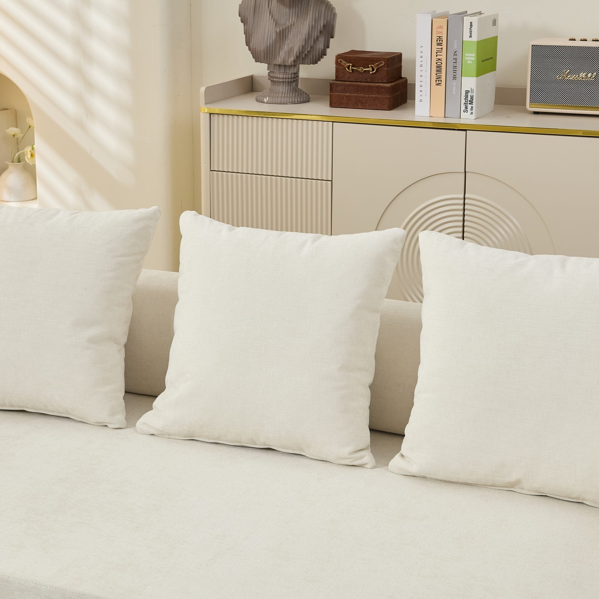 Comfy Convertible Folding Mattress Couch, Floor Sofa Bed, Chenille Floor Sofa with Armrest, Floor Sofa Lounge Couch for Living Room Bedroom Lounge Studio-Beige - Grand Goldman Shop