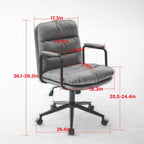 Office Chair,Mid Back Home Office Desk Task Chair with Wheels and Arms Ergonomic PU Leather Computer Rolling Swivel Chair wit