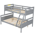 Gray Twin Over Full Bunk Bed with Ladder and Twin Trundle, Pine Wood Frame, 79.3''L x 57.1''W x 61.3''H - Grand Goldman Shop