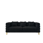 Streamline Modern 81 Inch Oversized 3 Seater Sectional Sofa in Black Teddy Fabric with 3 Lumbar Pillows, Deep Seating Comfort for Living Room Bedroom Office - Grand Goldman Shop