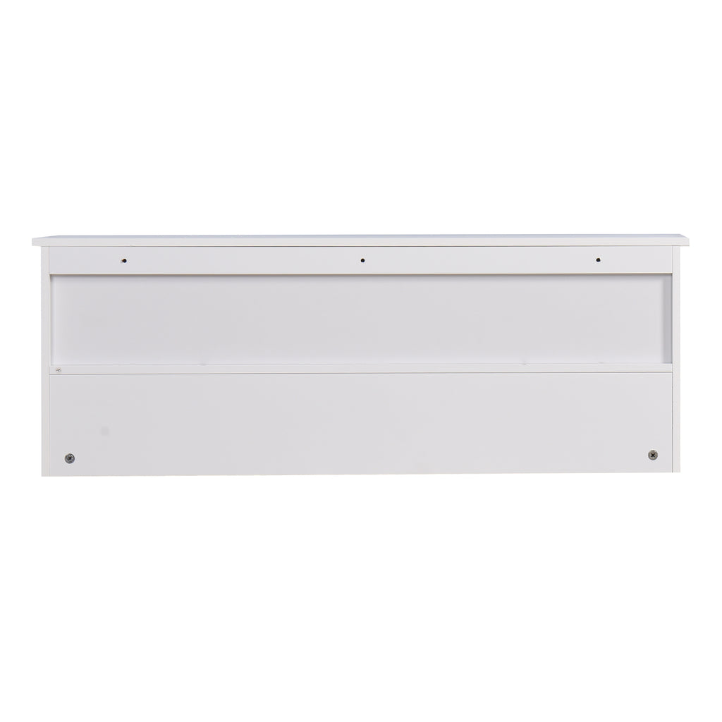 White Entryway Wall Mounted Coat Rack with 4 Dual Hooks Living Room Wooden Storage Shelf - Grand Goldman Shop