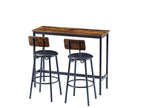 Bar Table Set with 2 Bar stools PU Soft seat with backrest, Rustic Brown, 43.31'' L x 15.75'' W x 35.43'' H. - Grand Goldman Shop