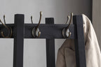 Vassen Coat Rack w/ 3-Tier Storage Shelves in Black Finish - Grand Goldman Shop