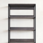 Monica Wood and Metal Walk-in Closet with Five Shelves in Rustic Gray, Solid Wood Construction - Grand Goldman Shop