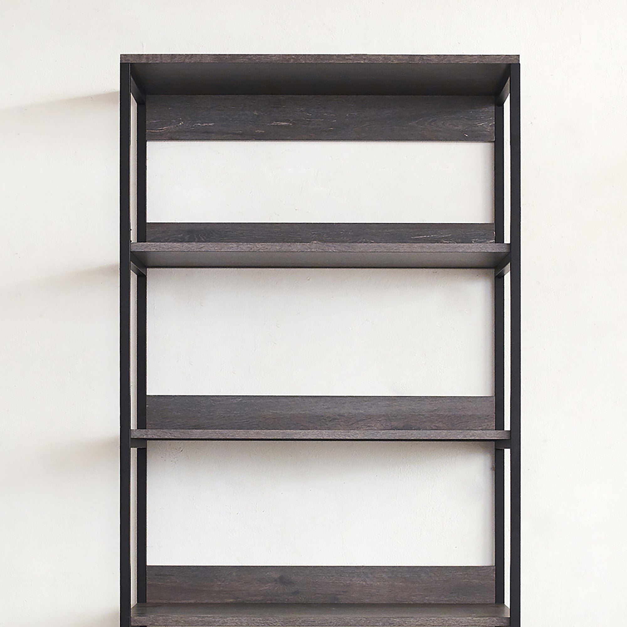 Monica Wood and Metal Walk-in Closet with Five Shelves in Rustic Gray, Solid Wood Construction - Grand Goldman Shop
