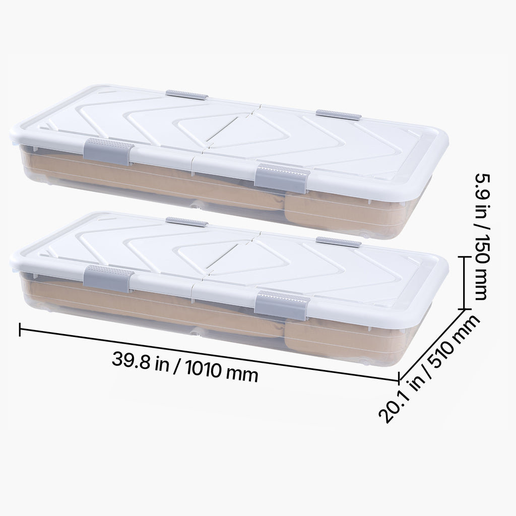 Under Bed Storage with Wheels 39.8x20.1x5.9 Inch Rolling Storage Bags 2 Pack - Grand Goldman Shop