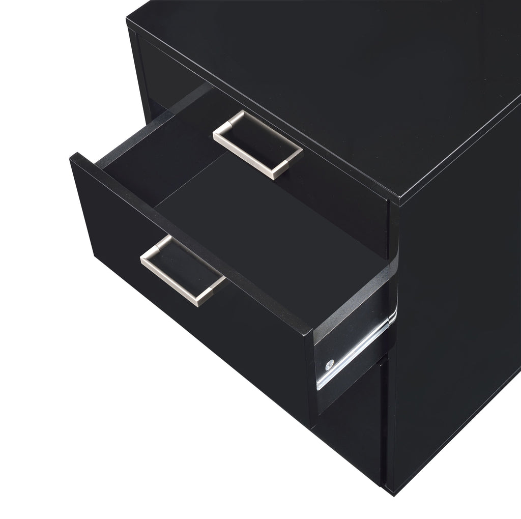 Coleen Black High Gloss & Chrome Finish Cabinet - Grand Goldman
