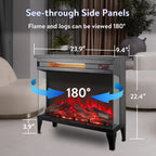 24 inch three sided glass electric fireplace with feet - Grand Goldman Shop