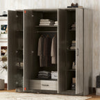 4-Door Wardrobe with 1 Drawer, Gray - Grand Goldman Shop