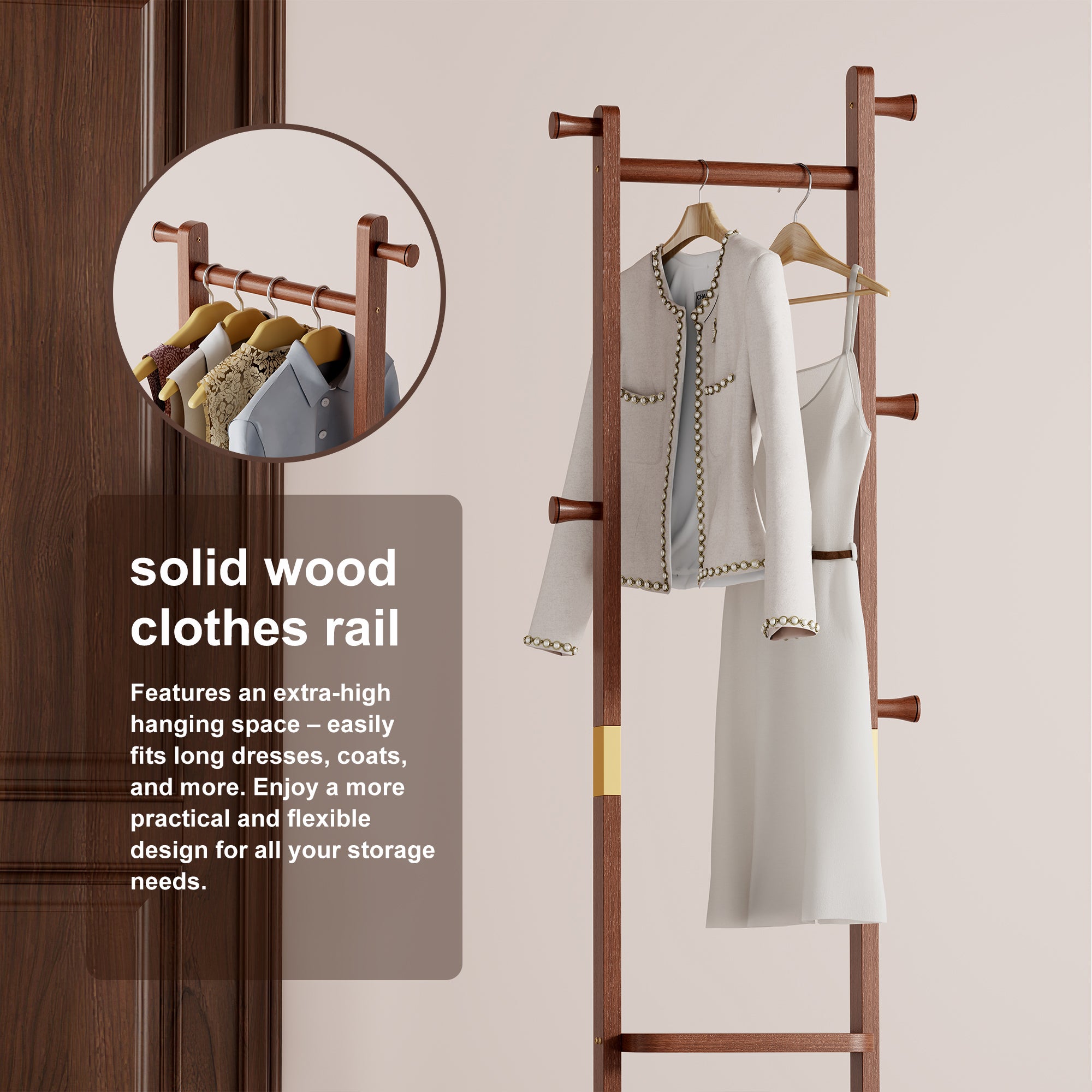 Coat Racks solid wood hanger 23.6* 11*70.8in Solid environmental protection easy to assemble beautiful can be placed in the bedroom/entrance/living room (Walnut) - Grand Goldman Shop