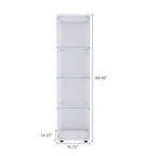 4 Shelves Glass Cabinet Glass Display Cabinet with One Door, White - Grand Goldman Shop