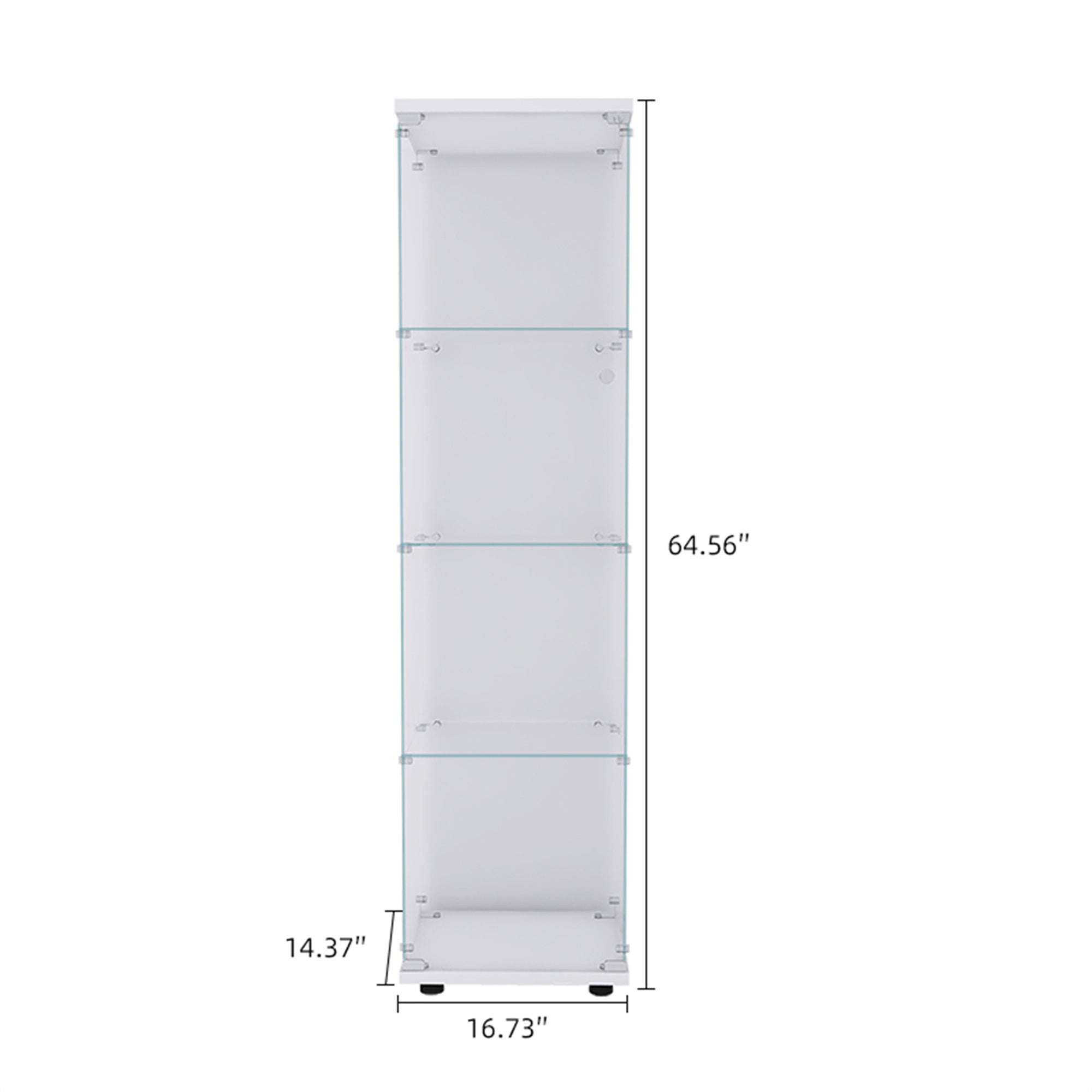 4 Shelves Glass Cabinet Glass Display Cabinet with One Door, White - Grand Goldman Shop