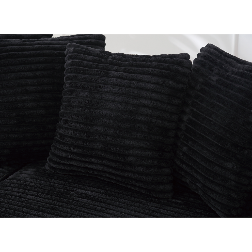 [NEW ARRIVED] [VIDEO PROVIDED] Oversized Two-Piece  Couches,  L Shaped Sofa, Corduroy, Right Chaise Daybed,with Armrests,Eight Throw Pillows,Corner Sofa,Easy To Assemble,  Black - Grand Goldman Shop