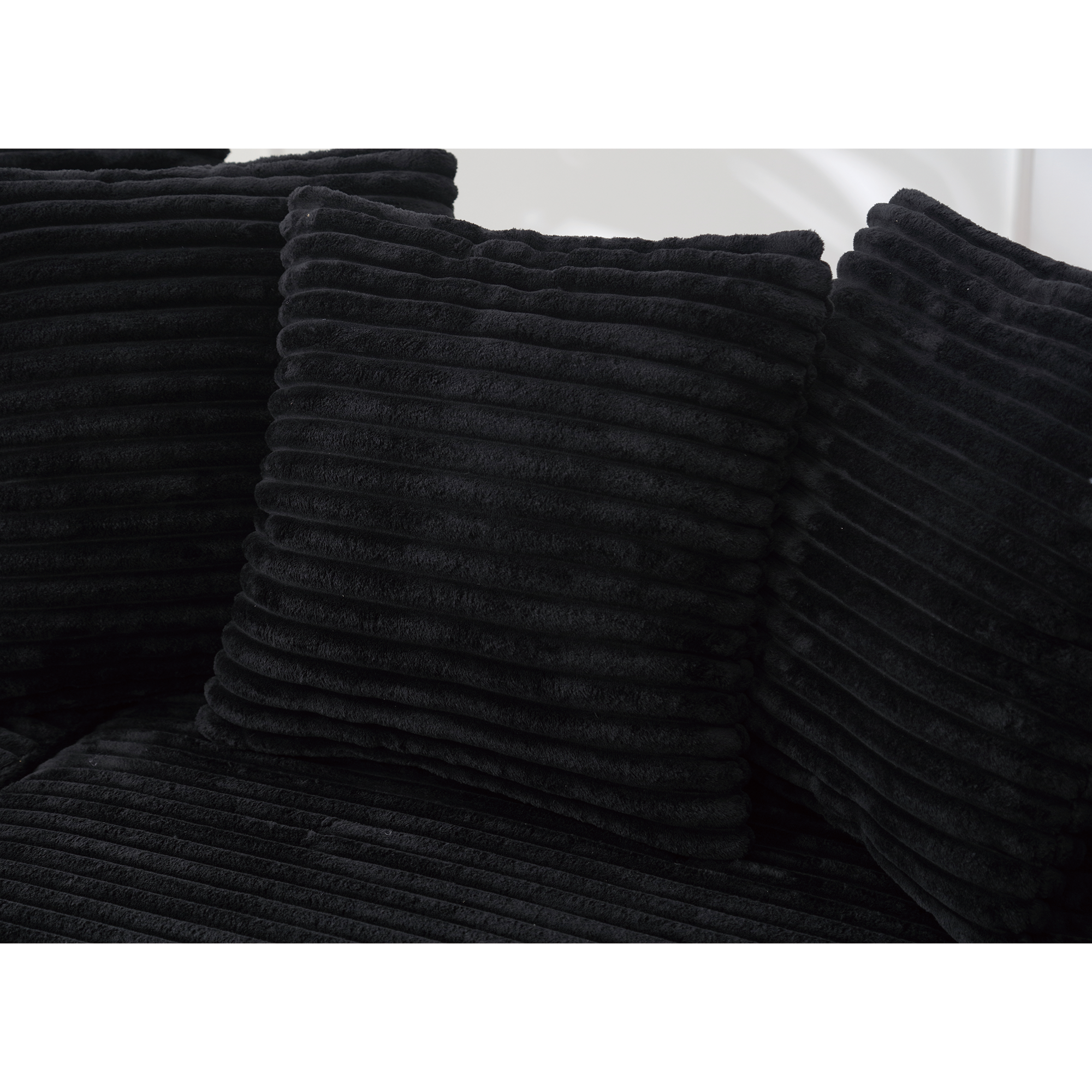 [NEW ARRIVED] [VIDEO PROVIDED] Oversized Two-Piece  Couches,  L Shaped Sofa, Corduroy, Right Chaise Daybed,with Armrests,Eight Throw Pillows,Corner Sofa,Easy To Assemble,  Black - Grand Goldman Shop