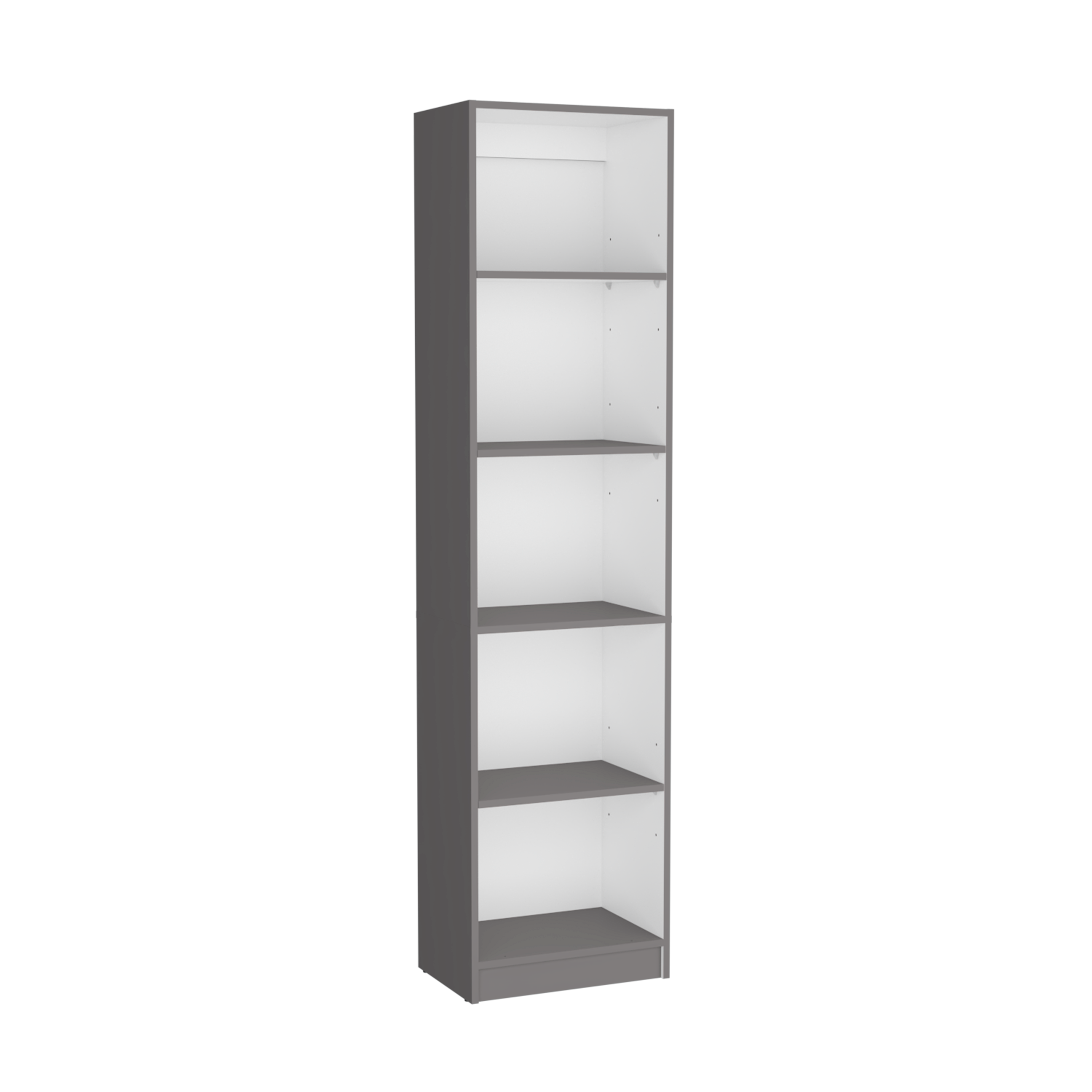 Bookcase Compact Bookshelf with Multiple Shelves, Matt Gray / White - Grand Goldman
