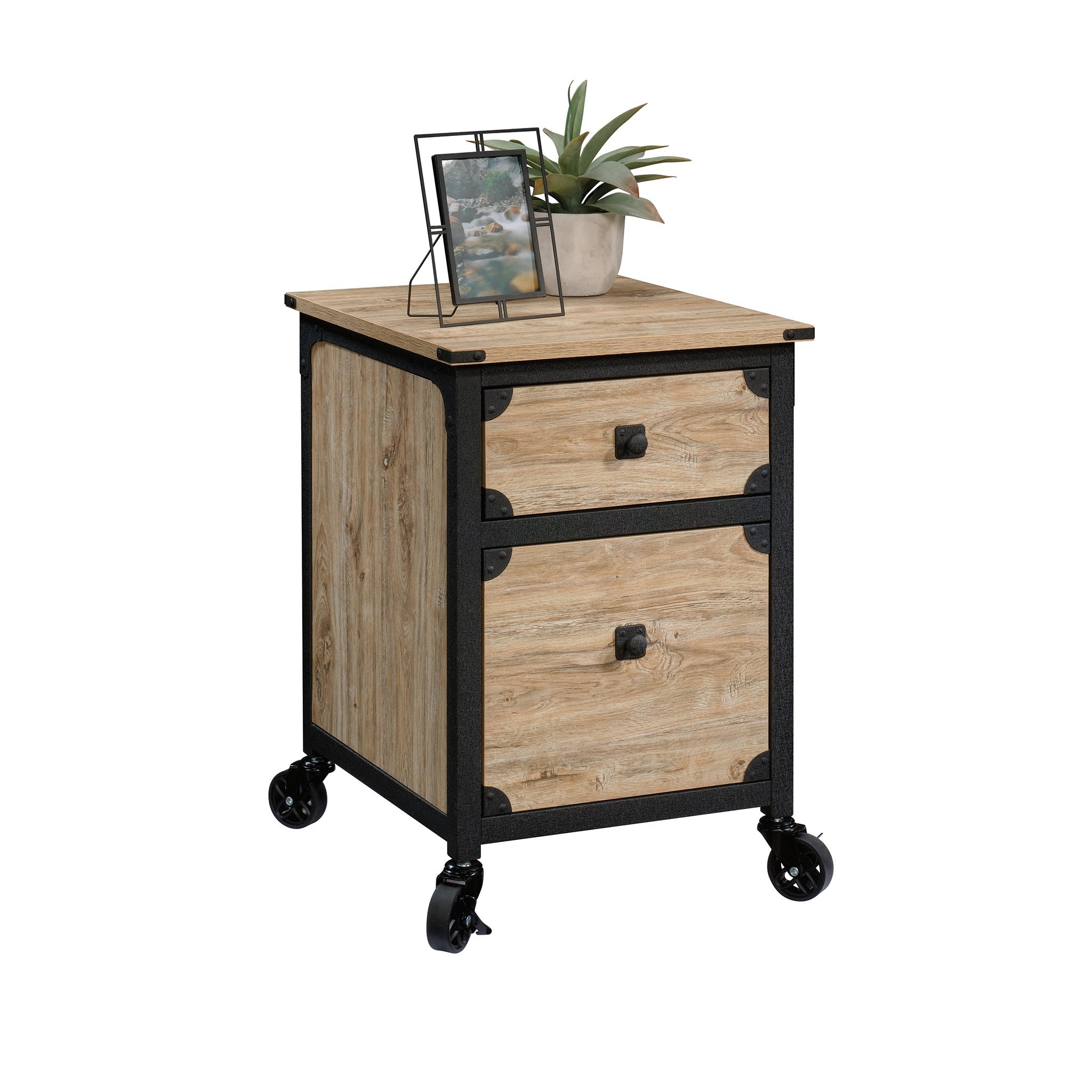File Pedestal with Smooth-Glide Drawer, Beige and Natural finish - Grand Goldman