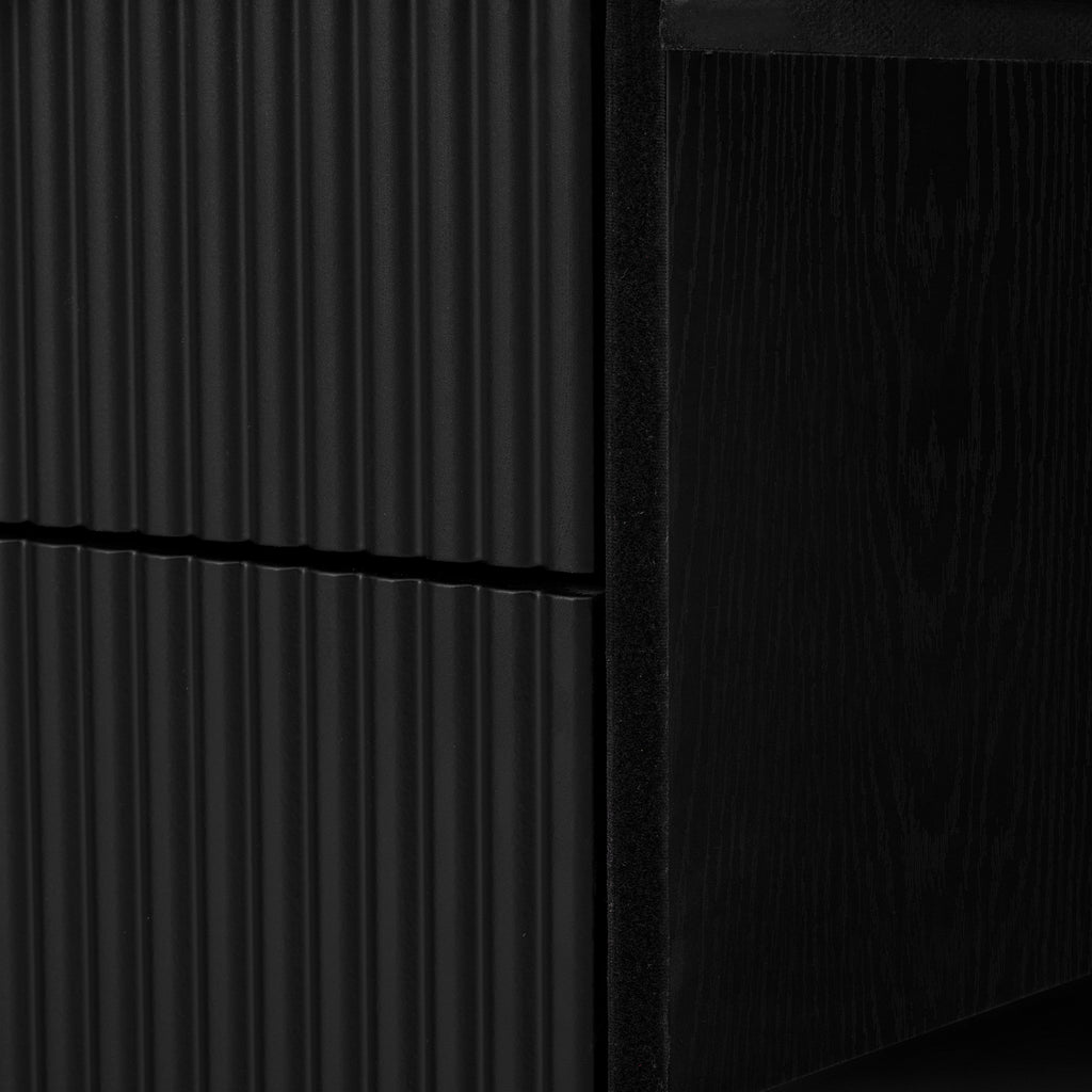 U_STYLE 55.1' Modern Storage Cabinet – 2 Doors & 2 Drawers, Stripe MDF Sideboard with Aluminum Handles, Curved Side Door & 3-Tier Shelves, Buffet Cabinet for Living Room, Bedroom, Dining Room - Grand Goldman Shop