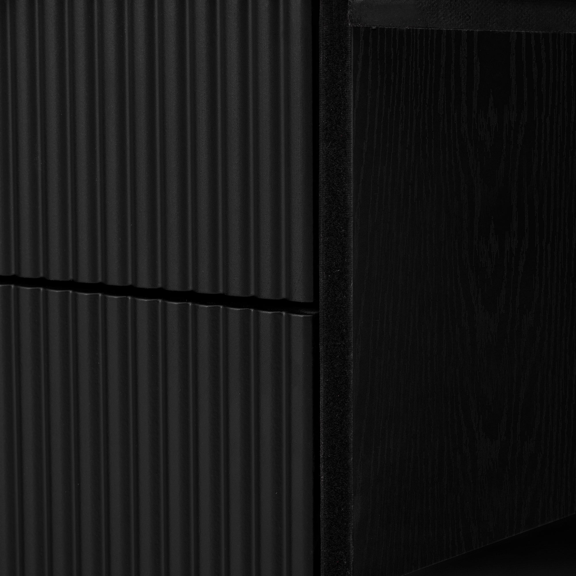 U_STYLE 55.1' Modern Storage Cabinet – 2 Doors & 2 Drawers, Stripe MDF Sideboard with Aluminum Handles, Curved Side Door & 3-Tier Shelves, Buffet Cabinet for Living Room, Bedroom, Dining Room - Grand Goldman Shop