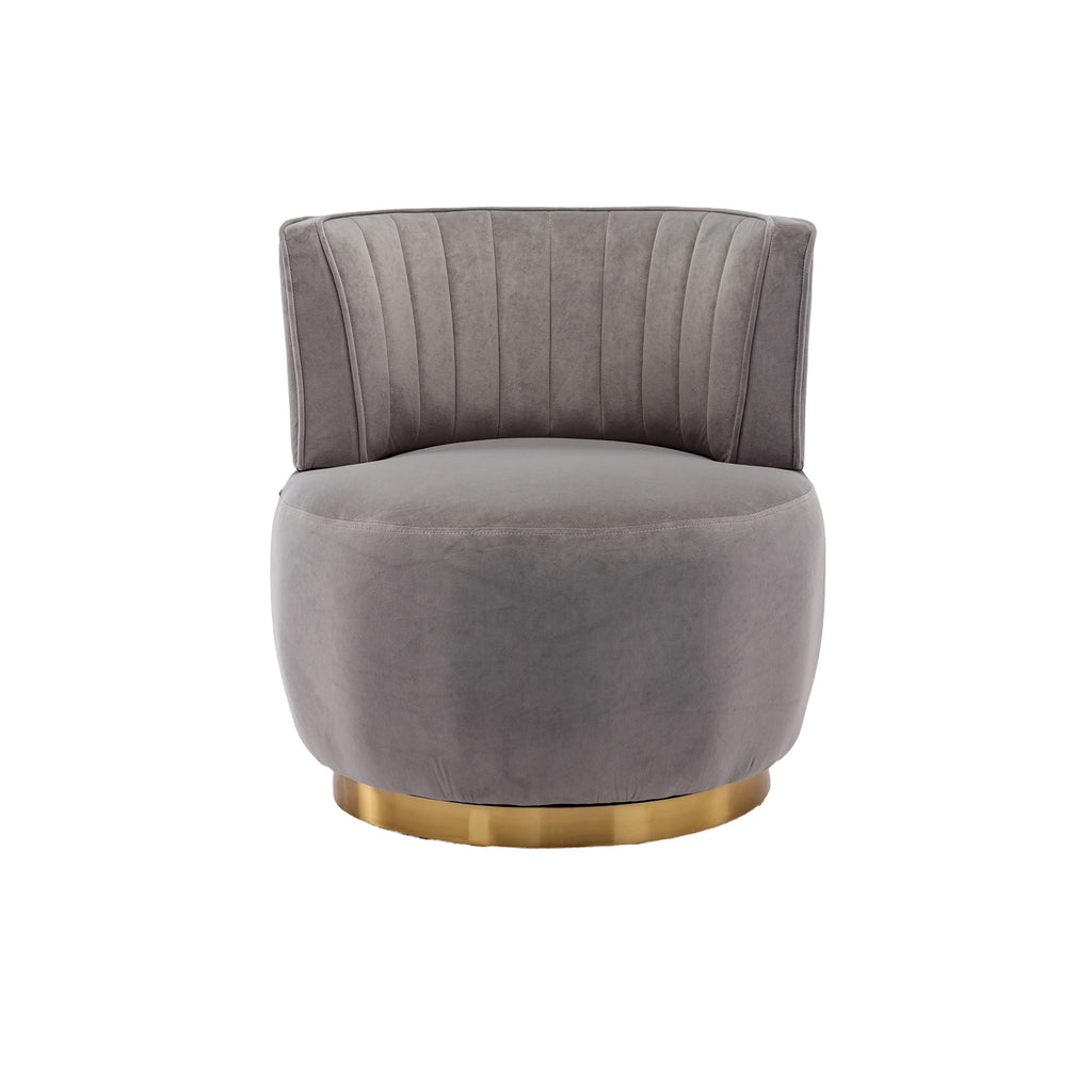 Swivel Barrel Chair, Round Armchairs with Fluffy Velvet, 360 Degree Swivel, Gray, 25.20'' x 25.59'' x 26.38'' - Grand Goldman Shop