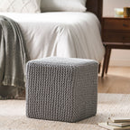 Chabani Indoor Modern Knitted Fabric Cube Pouf Ottoman - Grand Goldman Shop