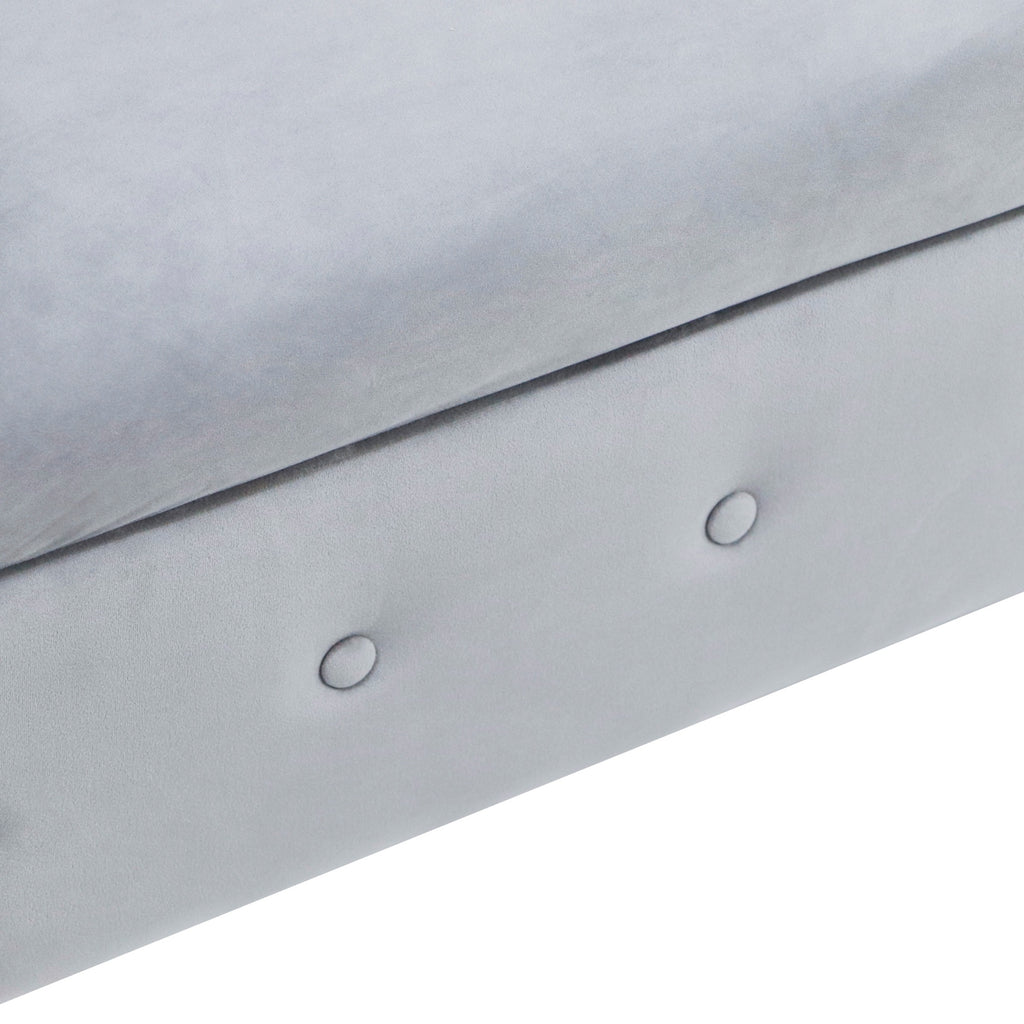 Grey Chaise Lounge Indoor, Velvet Lounge Chair for Bedroom with Storage & Pillow, Modern Upholstered Rolled Arm Chase Lounge for Sleeping with Nailhead Trim for Living Room Bedroom Office - Grand Goldman Shop