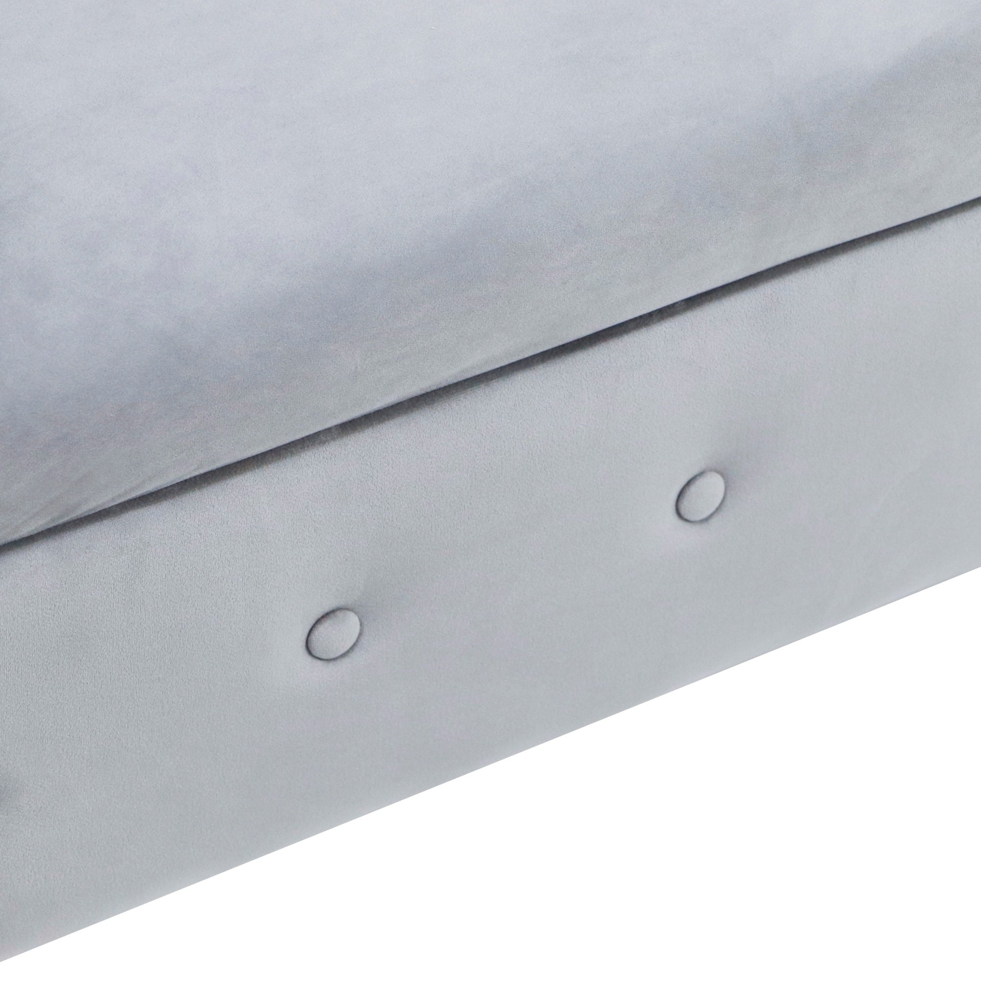 Grey Chaise Lounge Indoor, Velvet Lounge Chair for Bedroom with Storage & Pillow, Modern Upholstered Rolled Arm Chase Lounge for Sleeping with Nailhead Trim for Living Room Bedroom Office - Grand Goldman Shop