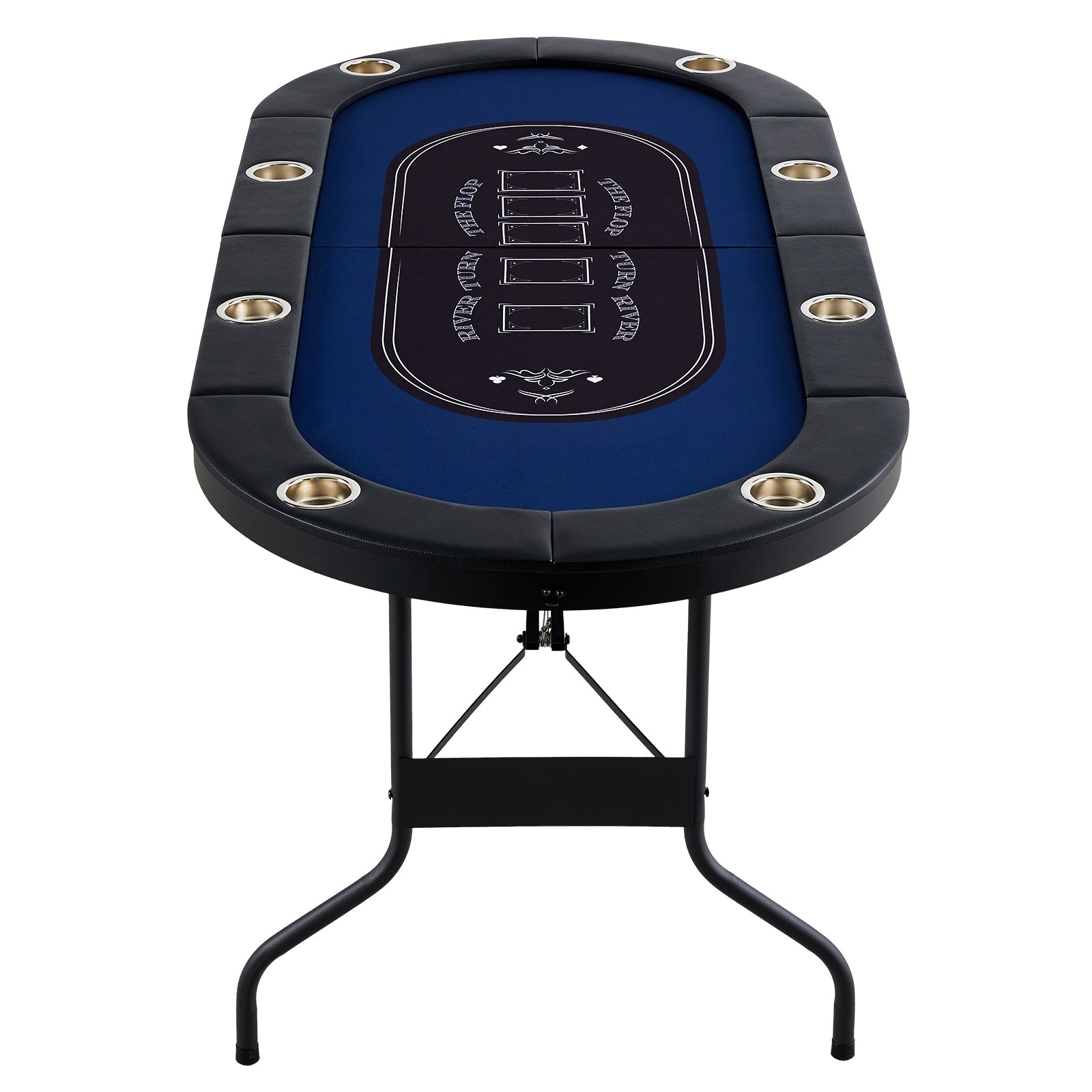 8 Player Foldable Poker Table, Blackjack Texas Holdem Poker Table with Padded Rails and Stainless Steel Cup Holders, Portable