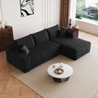 95' Cloud Sectional Sofa,Modern Minimalist Upholstered Couches, Comfort U Shaped Sofa for Living Room,Deep Seat Corner Couch,No Assembly Required,Black (Plush Corduroy Fabric) - Grand Goldman Shop