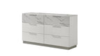 Mist Queen 4-Piece Set – Two-Tone High-Gloss Marble & Lacquer Finish with LED Lighting White - Grand Goldman Shop