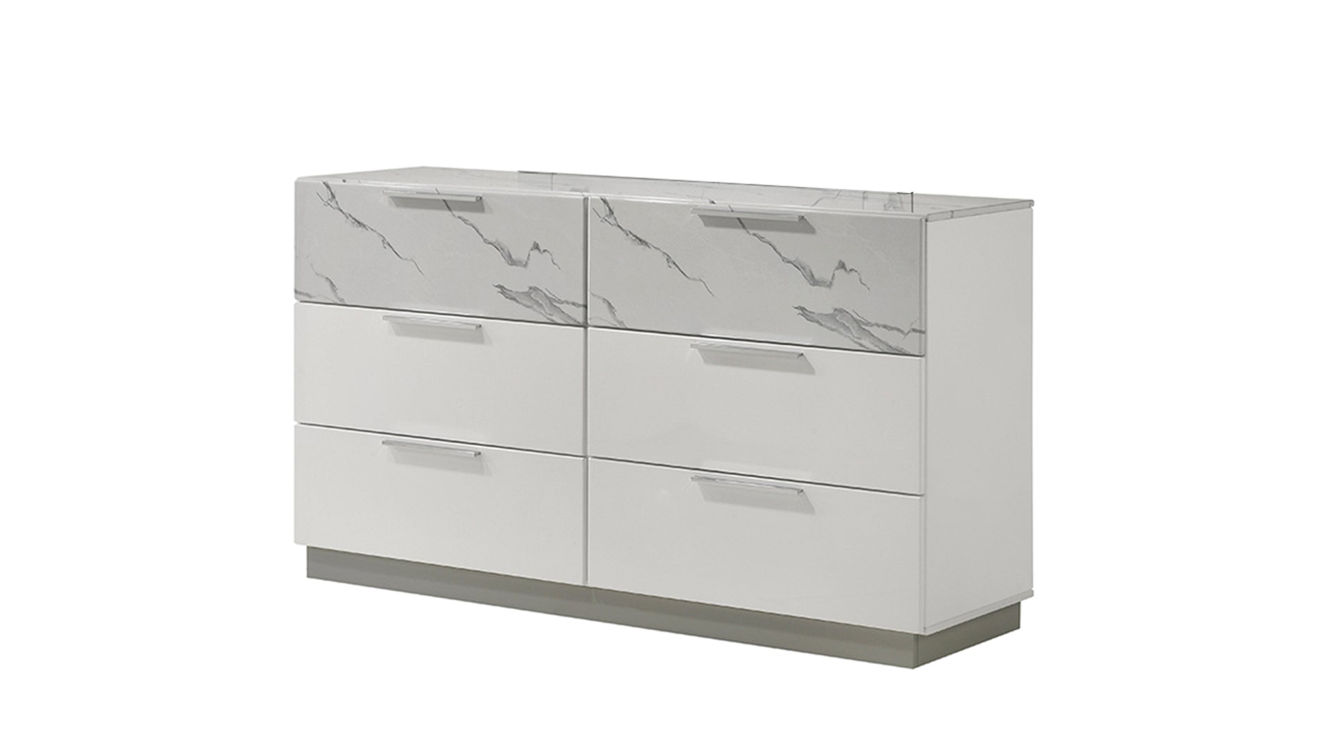 Mist Queen 4-Piece Set – Two-Tone High-Gloss Marble & Lacquer Finish with LED Lighting White - Grand Goldman Shop