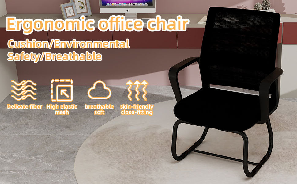 Minimalist Modern Office Chair with Metal Frame, Soft Cushion, Mesh Backrest, Black, for Home & Office Use - Grand Goldman