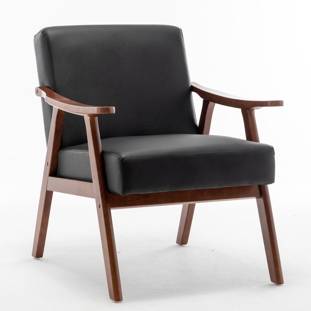 Mid-Century Modern Wingback Accent Chair with Solid Wood Frame and Extra-Thick Backrest – Lounge Chair for Living Room, Bedroom, or Reading Room - Grand Goldman Shop