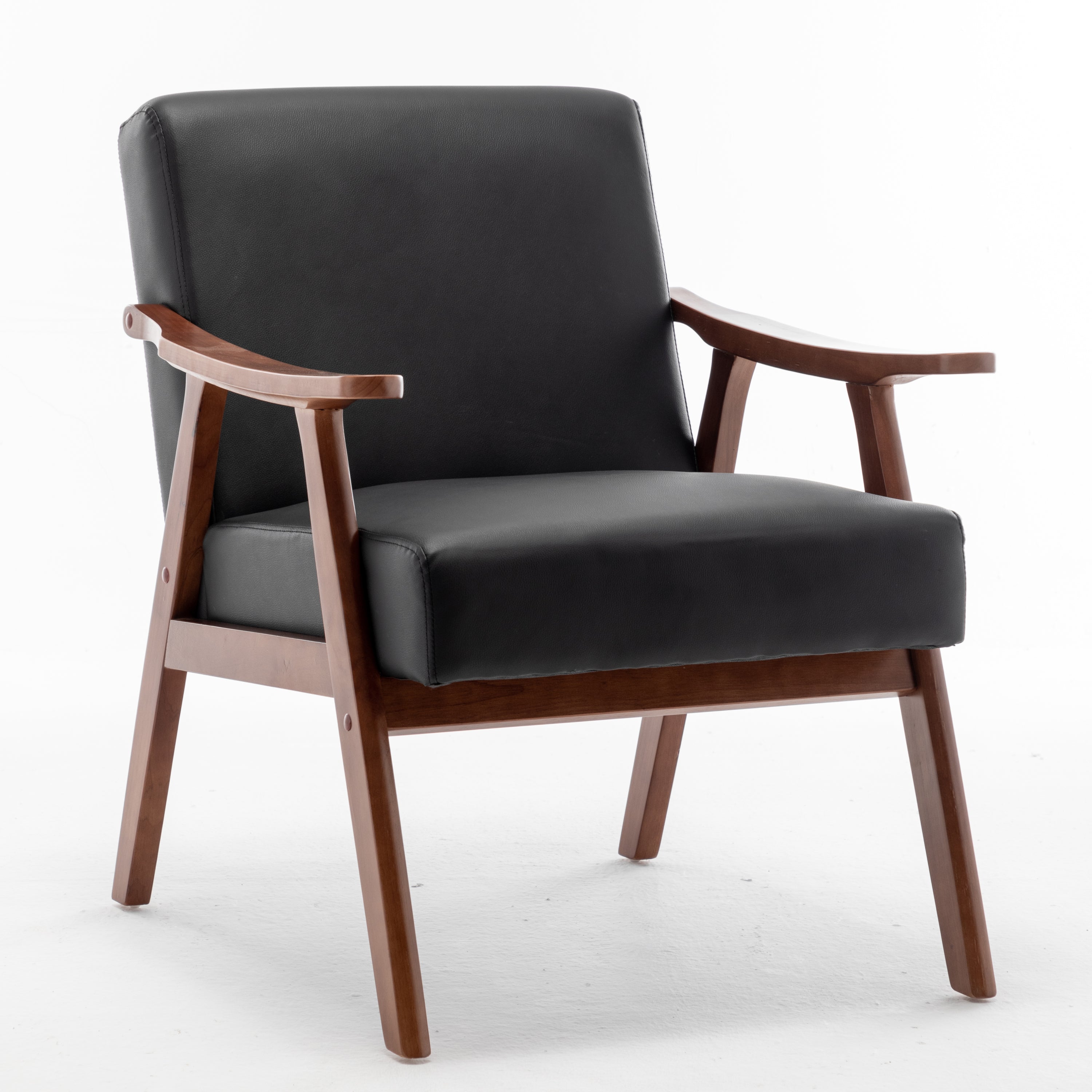Mid-Century Modern Wingback Accent Chair with Solid Wood Frame and Extra-Thick Backrest – Lounge Chair for Living Room, Bedroom, or Reading Room - Grand Goldman Shop