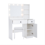 Vanity Desk with Lights, Vanity Set with Mirror, Makeup Vanity Desk with Large Drawers & Three Level Storage Dreeser, Vanitys/Vanities with 3 Lights Brightness Adjustable for Bedroom, White - Grand Goldman Shop
