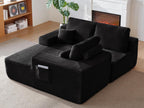 104' Cloud Sectional Sofa with L-Shape Chaise and Side Pockets , Modern Modular Design, Deep Seating, Upholstered Couch for Living Room/Bedroom, No Assembly Required (Plush Fabric), Black,Right - Grand Goldman Shop